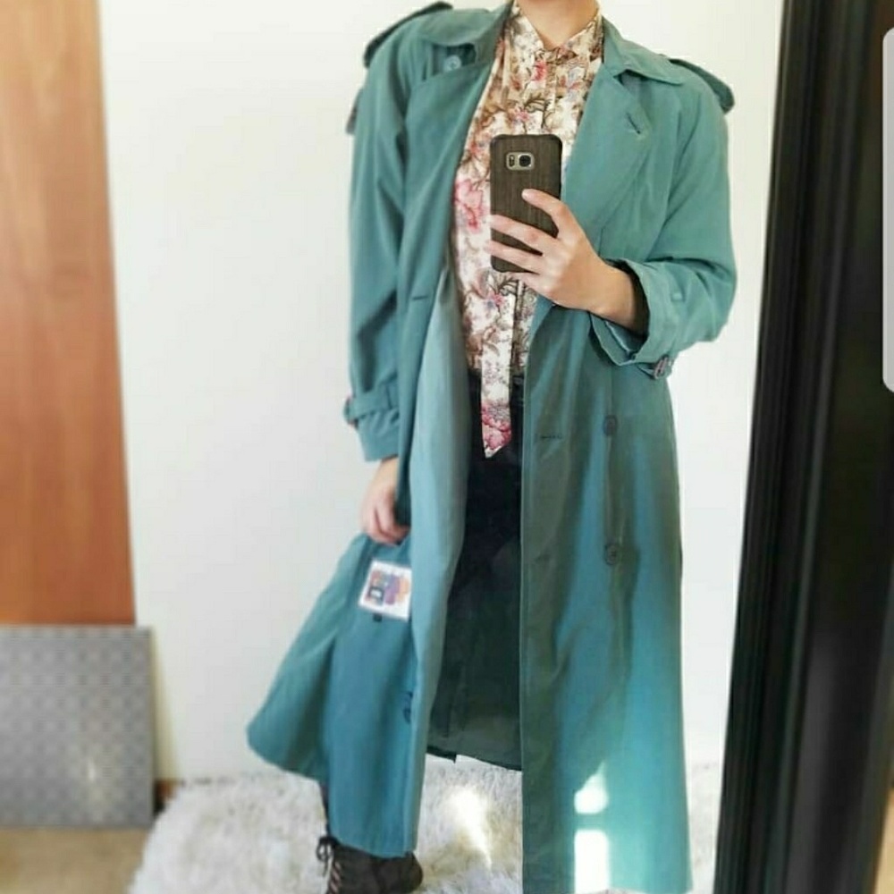 Vintage Teal Trench Coat